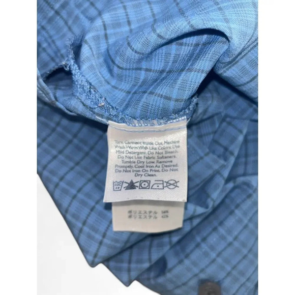 Eddie Bauer Sport Men's Button Down Polo Short Sleeve Blue Plaid Size Medium - Picture 10 of 11